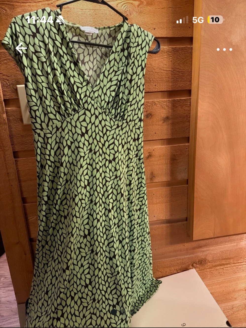 London Times Green Leaf-Print Midi Dress